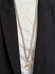 Lange ketting grijs/goud