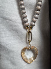 Lange ketting grijs/goud