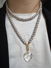 Lange ketting grijs/goud