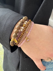 Set armbandjes bruin/roze