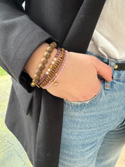 Set armbandjes bruin/roze