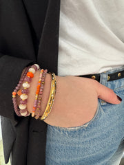 Set armbanden oranje/paars / beige